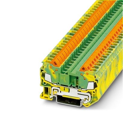 Bloc de jonction autodénudant compact vert/jaune pour conducteur de protection - pas de 6,2mm - 2,5 mm²