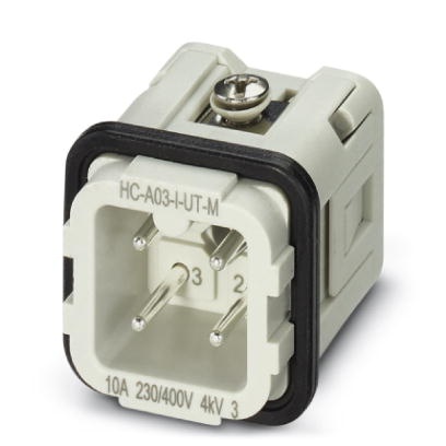 Isolant male HEAVYCONNEC, série A3, 3 pôles, raccordement vissé sans protection du fil