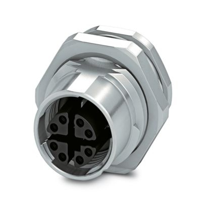 CAT6a flush-type socket, Ethernet, one-piece, 8-pos., M12 SPEEDCON, rear/screw mounting with M16 fasting thread, with straight s