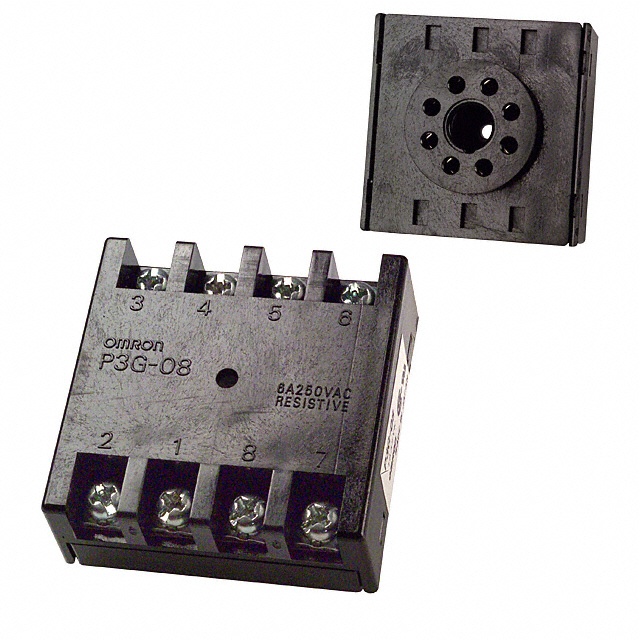 Socle 8 broches pour minuterie ou compteur, bornes à visser