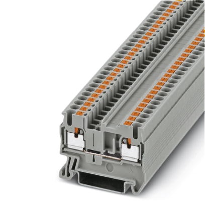 Bloc de jonction gris à technologie à ressort Push-In - sections nominales : 4mm² rigide ou souple sans embout / 2,5mm² avec emb