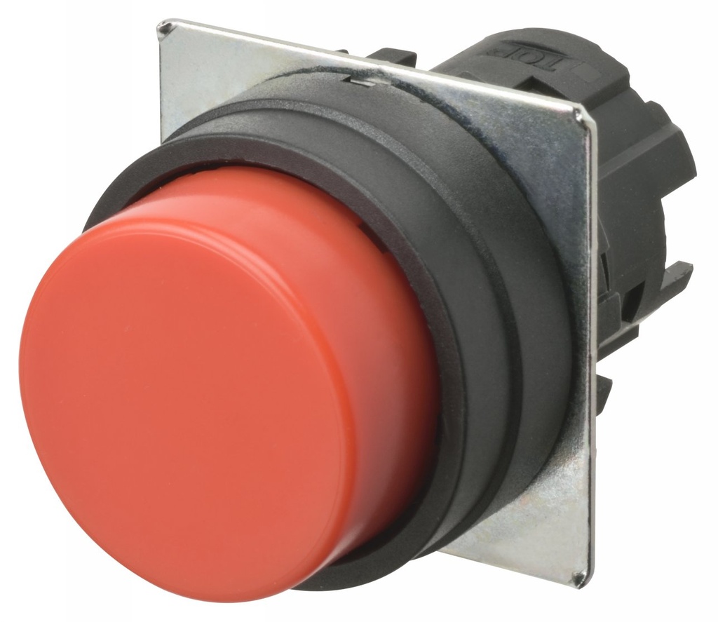 Bouton poussoir A22NZ Ø22, lentille plastique, Dépassant, Momentané, Couleur bouton Opaque Rouge,