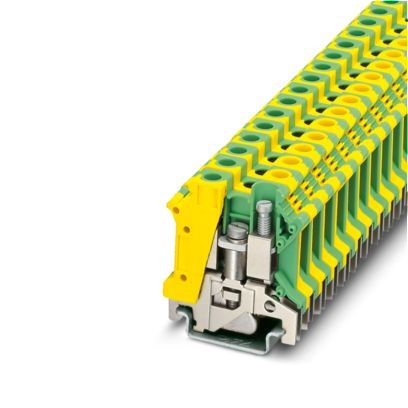 Bloc de jonction vissé vert-jaune pour conducteur de protection - 10mm²