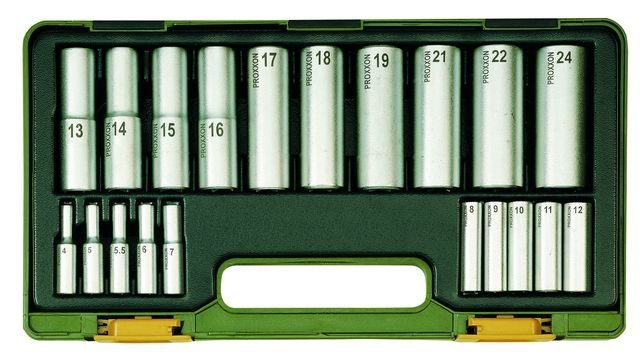 Coffret douilles rallongées, 1/4" + 1/2" (20 pièces)