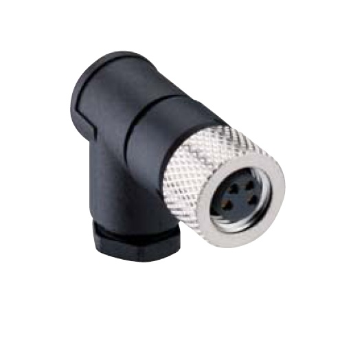 Connecteur pour capteurs/actionneurs, connecteur femelle, coudé, 4 pôles, M8, raccordement soudé, molette métallique, diamètre d