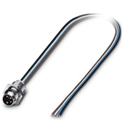 Connecteur mâle encastrable pour capteurs/actionneurs, 4 pôles, M8, montage vissé/sur face avant, filetage M8, cordon TPE de 0,5