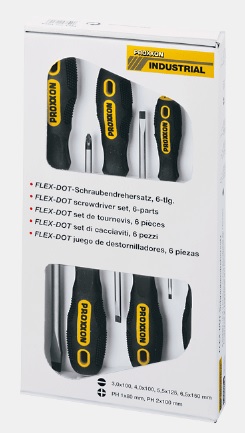 Jeu de tournevis FLEX-DOT pour vis à fente et POZIDRIV (6 pièces) 