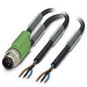 Câble pour capteurs/actionneurs, 3 pôles, PUR exempt d'halogène noir, double extrémité non terminée sur connecteur mâle droit en