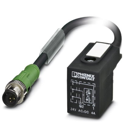 Câble pour capteurs/actionneurs, 3 pôles, PUR exempt d'halogène noir, connecteur mâle droit M12-SPEEDCONNEC pour électrovannes d