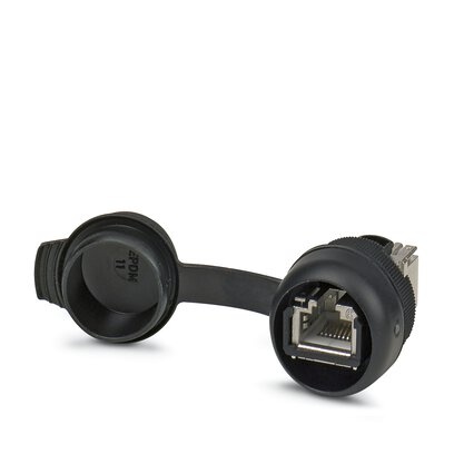 Prise de maintenance avec RJ45 (connecteur femelle/femelle), métal 8 pôles, raccordement CAT6A, avec couvercle de protection