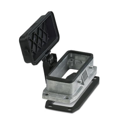 Embase HEAVYCONNEC, B16, pour verrouillage transversal, avec couvercle de protection en plastique, avec joint plat, aluminium ré