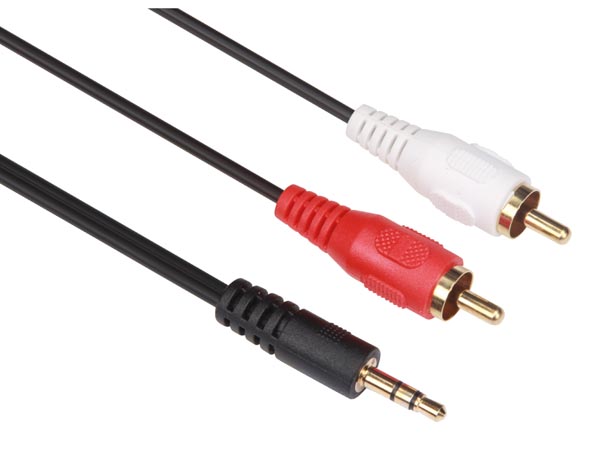 FICHE STÉRÉO 3.5MM VERS 2 x FICHE AUDO RCA / DE BASE / 2.5m
