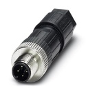 Connecteur pour capteurs/actionneurs, connecteur mâle, droit, 4 pôles, M12, détrompage A, raccordement à ressort, molette métall