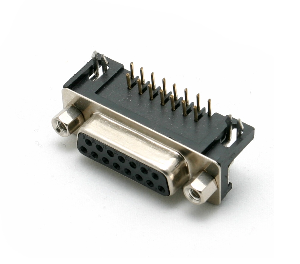 CONNECTEUR SUB-D 15B FEMELLE COUDE CI + VERROU. VIS