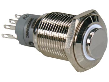 INTERRUPTEUR MÉTALLIQUE ROND HAUT SPDT 1NO 1NC - ANNEAU BLANC