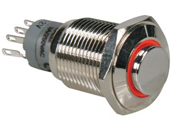 INTERRUPTEUR MÉTALLIQUE ROND HAUT SPDT 1NO 1NC - ANNEAU ORANGE