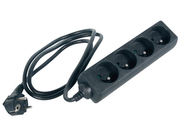 BLOC MULTIPRISE, 4 PRISES - CÂBLE DE 5 m - NOIR - TERRE FRANÇAISE