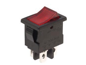 INTERRUPTEUR DE PUISSANCE A BASCULE 5A-250V DPST ON-OFF - ROUGE