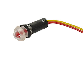 VOYANT LED ROUGE 12V RESISTANT A L'EAU - BOITIER NOIR