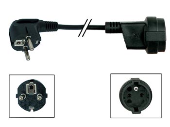 cf 1273-0247***  FICHE EURO MALE 90° -VDE FEMELLE FRANCAISE - NOIR, 1.8m